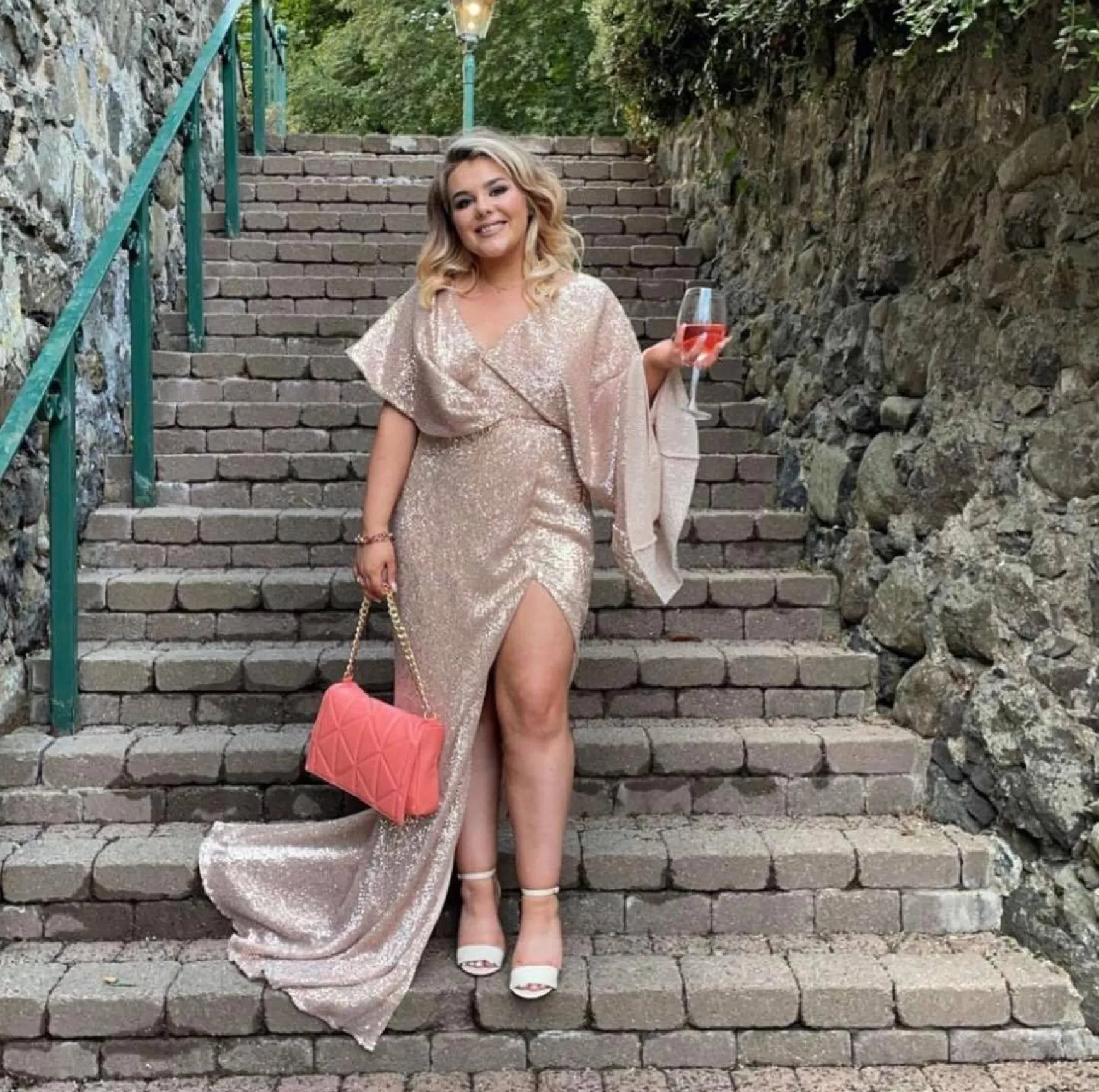 Alessandra Chain Sleeve Gown - Rose Gold|DressMeZee Hot