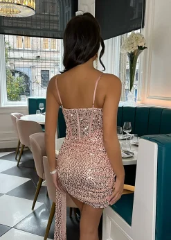 Feels Like Destiny Sparkle Dress - Rose Gold|DressMeZee New