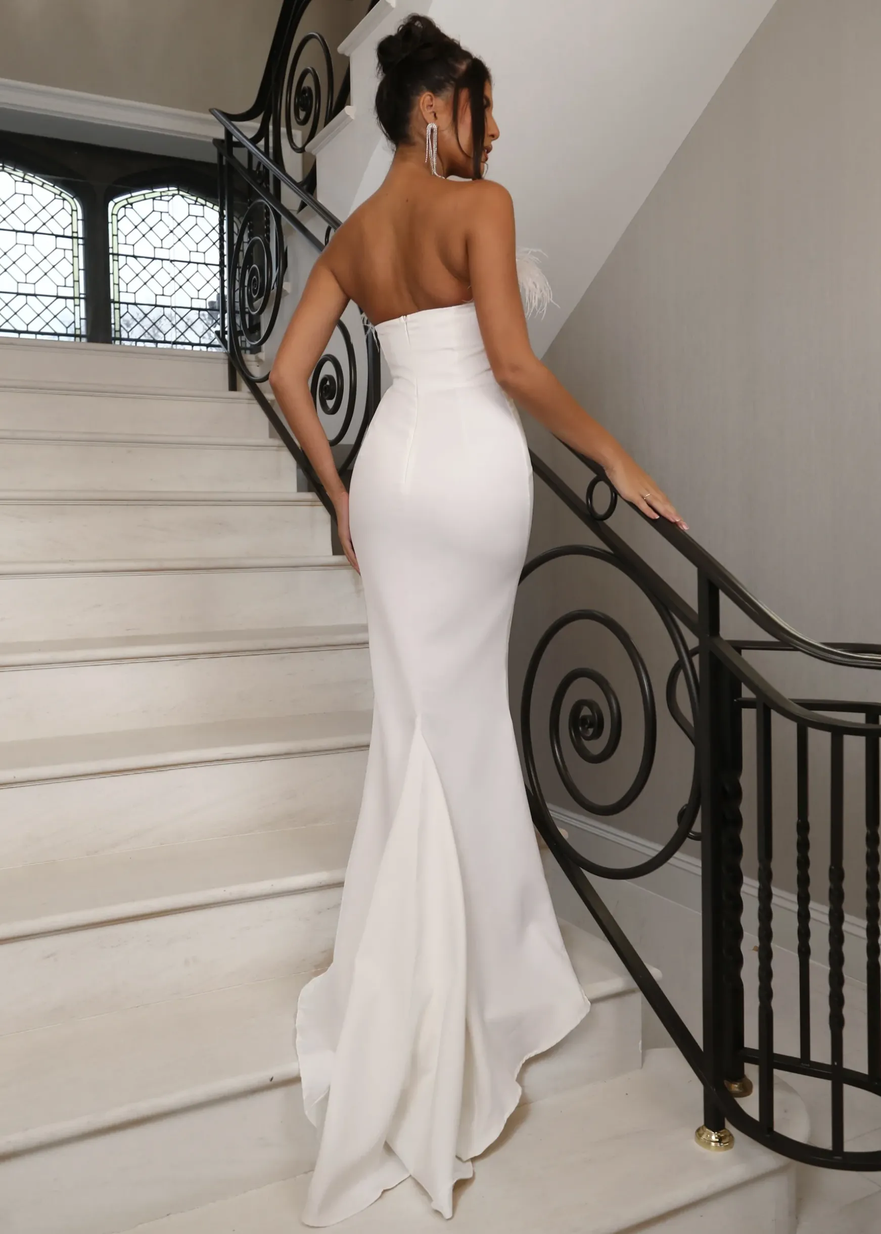 Forever Yours Feather Gown - White|DressMeZee New