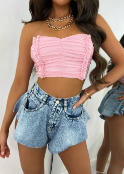 Frill Got It Denim Shorts|DressMeZee Fashion