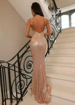 Frozen Heart Sequin Gown - Rose Gold|DressMeZee Best