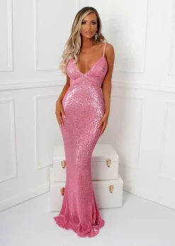 Frozen Heart Sequin Gown - Pink|DressMeZee Discount