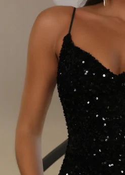 Harriet Premium Sequin Gown - Black|DressMeZee Sale