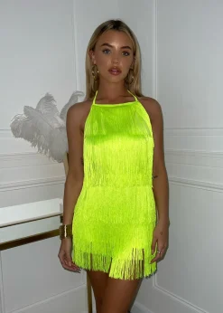 Havana Nights Tassel Playsuit - Neon Green|DressMeZee Hot