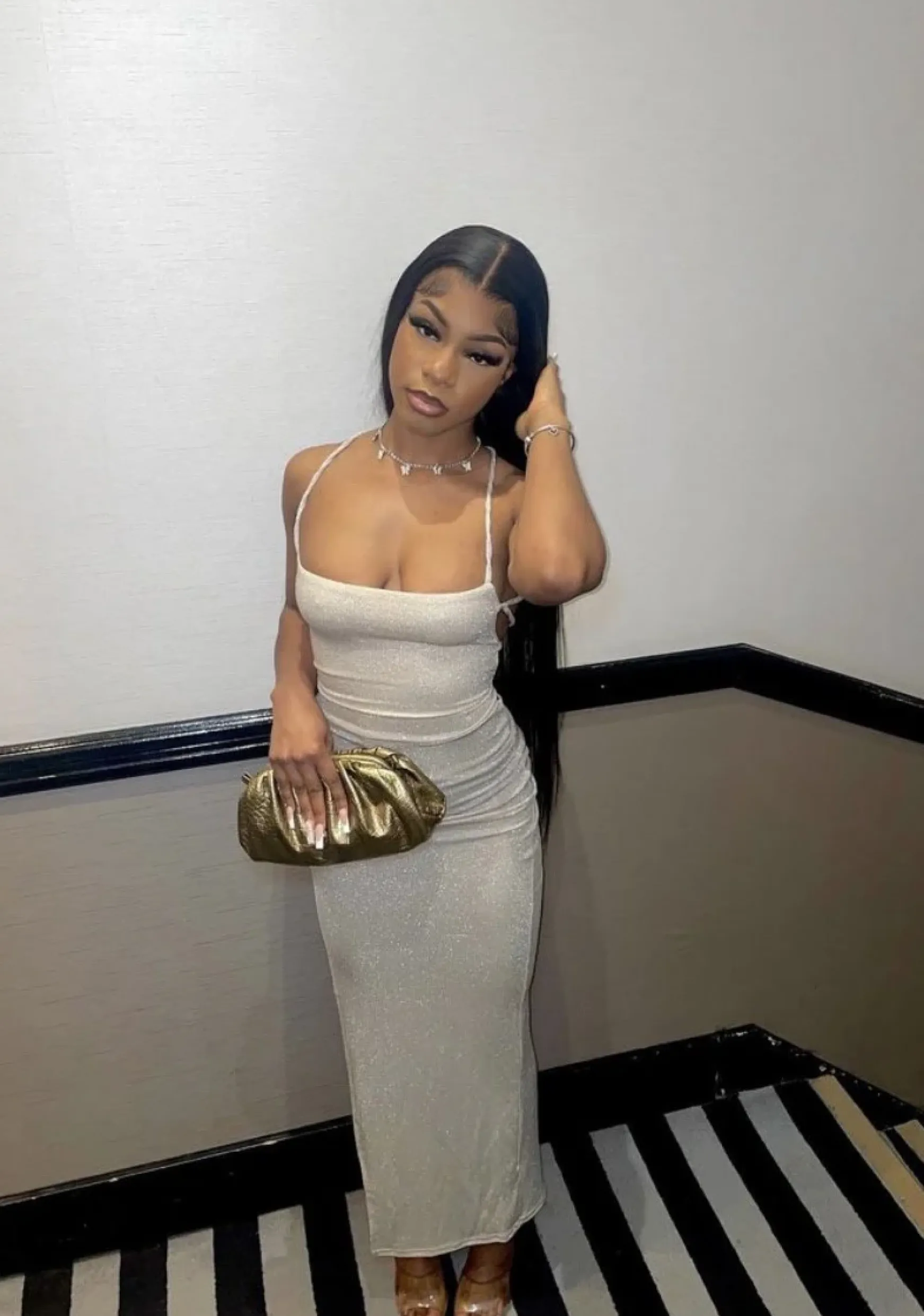 Kourt Lurex Maxi Dress - Champagne|DressMeZee New