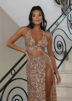 Lala Sequin Gown - Rose Gold|DressMeZee Discount