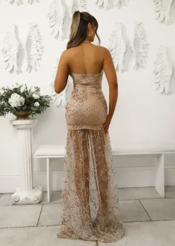 Living In Luxury Gown With Detachable Overskirt - Gold|DressMeZee Best