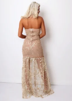 Living In Luxury Gown With Detachable Overskirt - Gold|DressMeZee Best