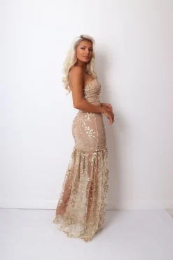 Living In Luxury Gown With Detachable Overskirt - Gold|DressMeZee Outlet