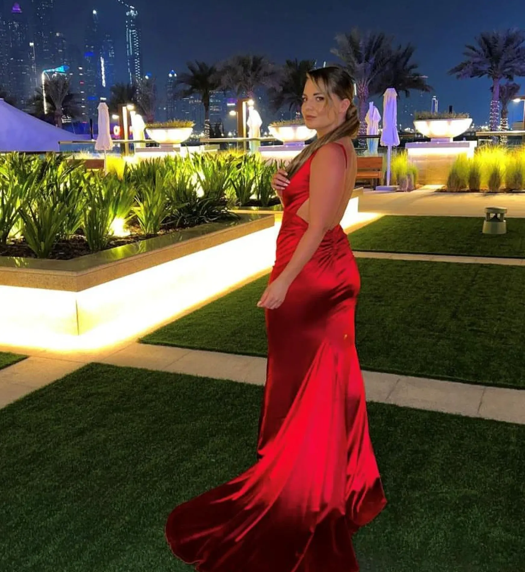 Love Affair Satin Gown With Ruched Back - Red|DressMeZee Outlet