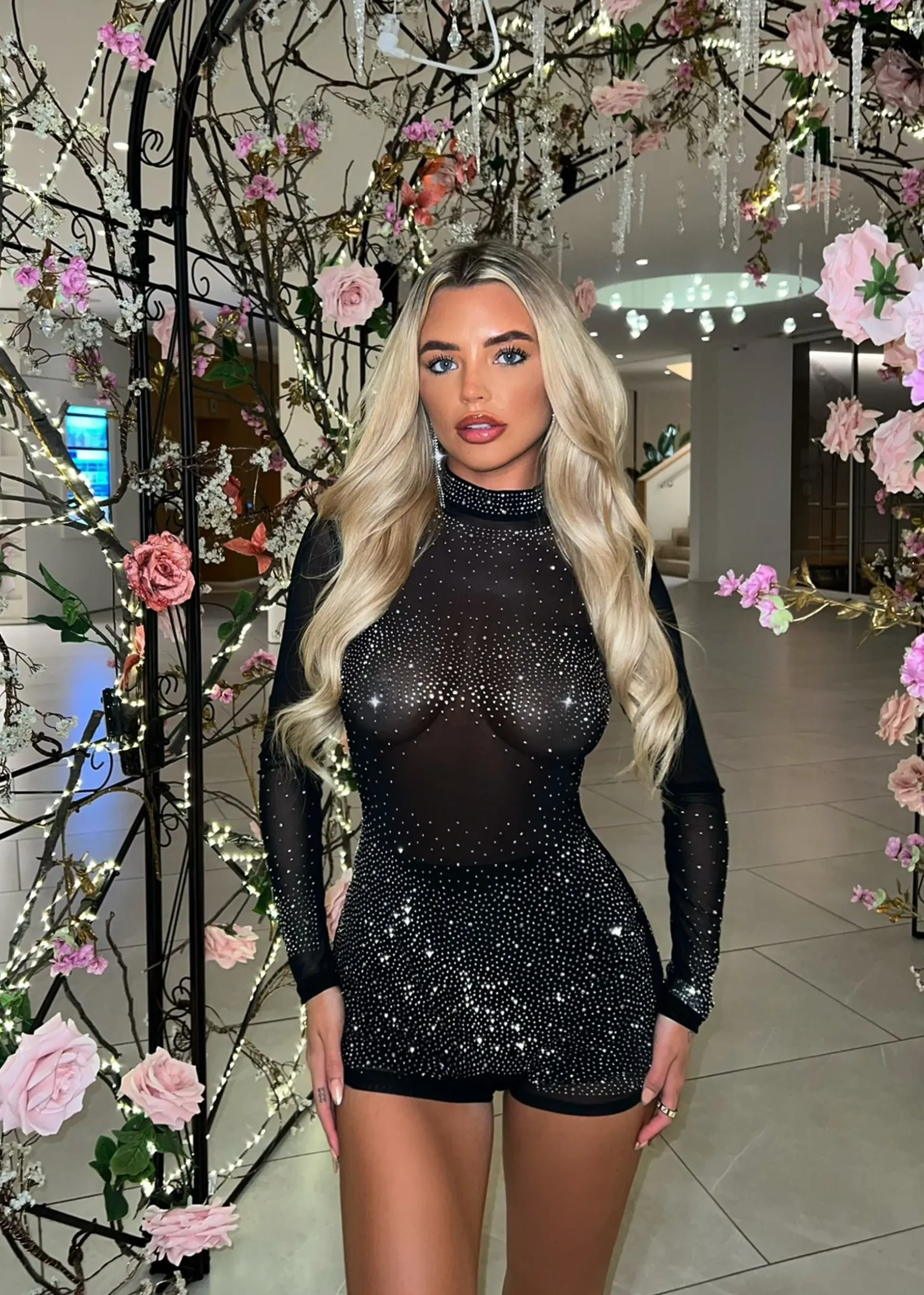 Main Character Energy Diamante Playsuit - Black|DressMeZee New