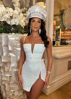 Mermaid Dream Iridescent Sequin - White|DressMeZee New