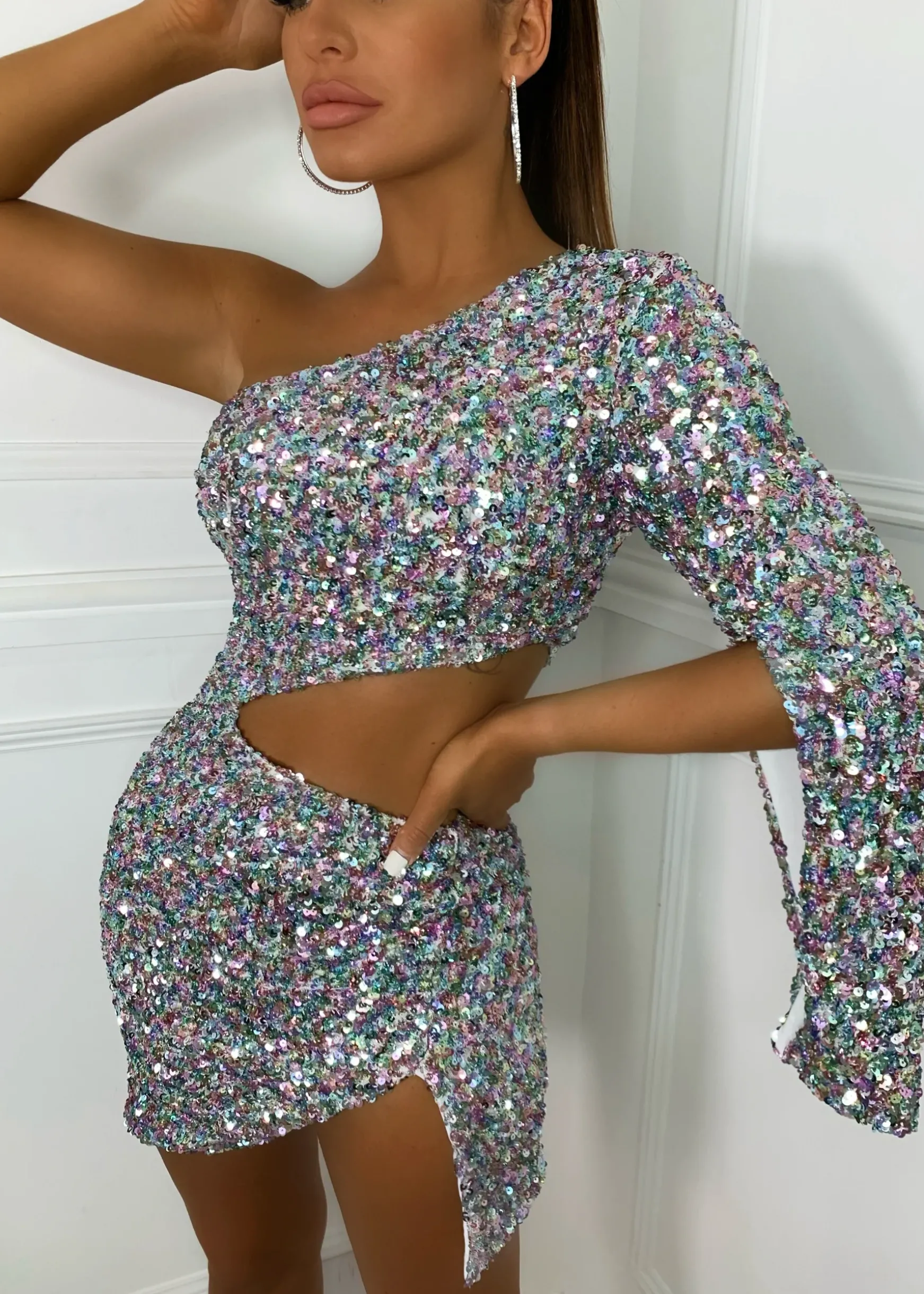 Overnight Fame Cut Out Mini Dress - Silver|DressMeZee Hot