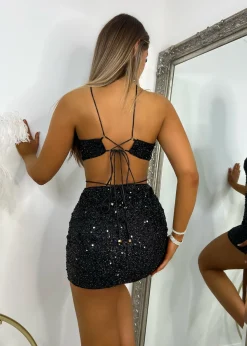 Remmy Sequin Dress - Black|DressMeZee Clearance