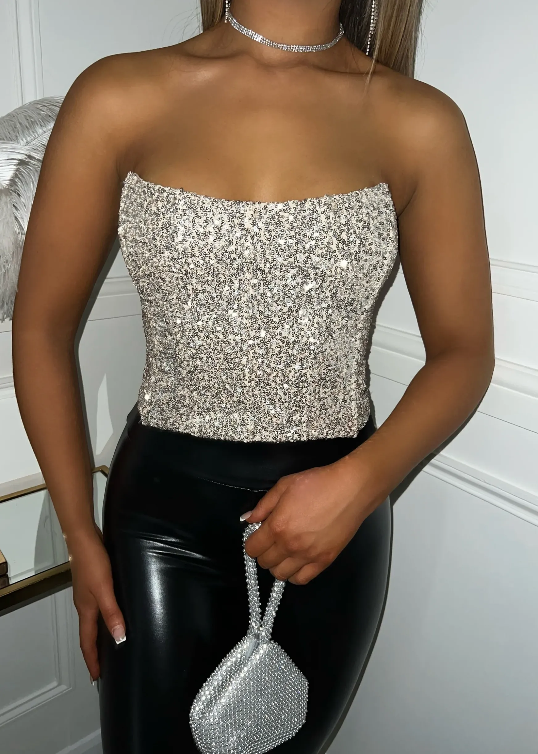 Rue Sequin Corset Top - Gold|DressMeZee Outlet