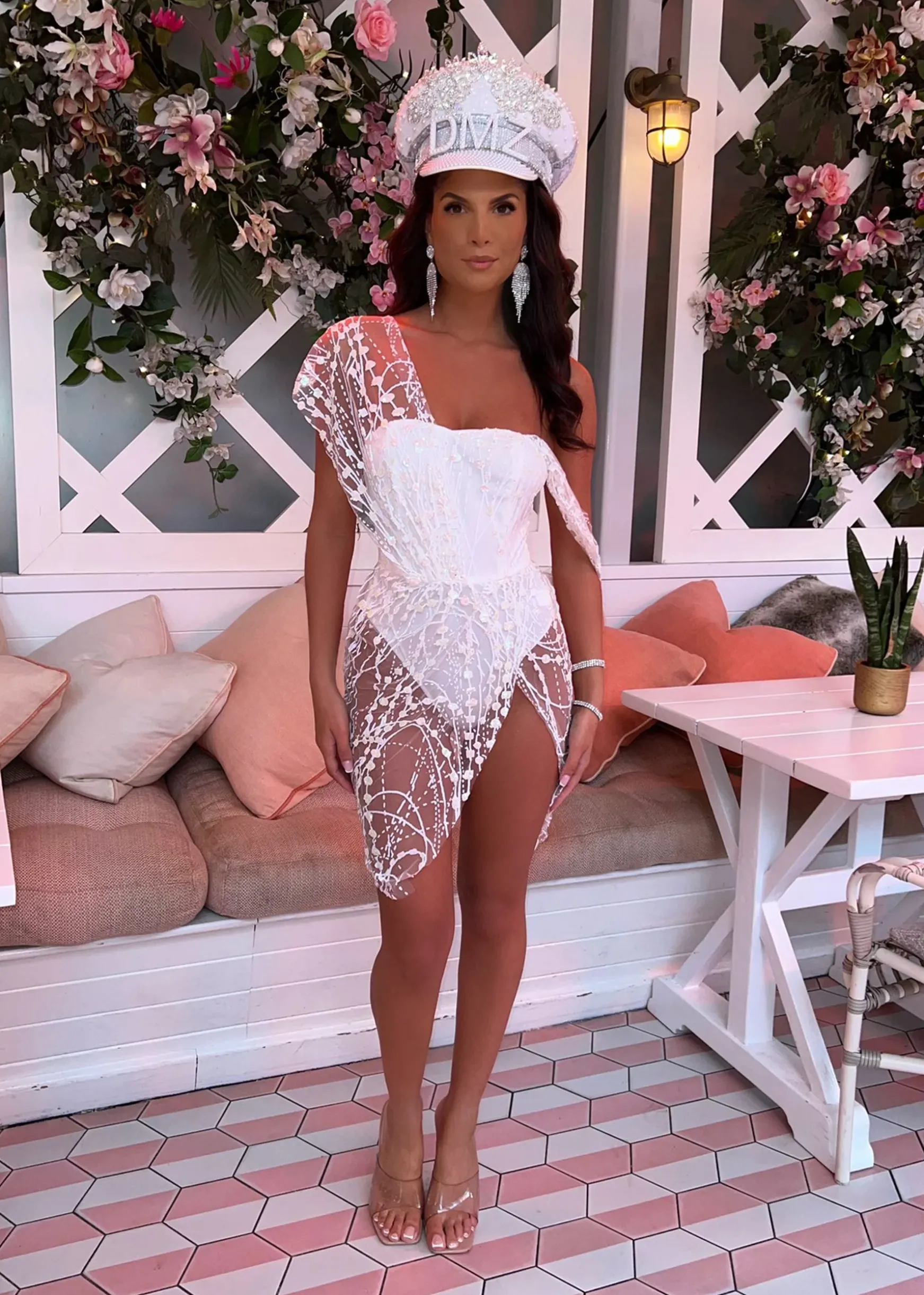 Sparkle Delight Glitter Mesh Dress - White|DressMeZee Hot