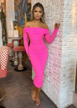 Tammy Midi Dress - Hot Pink|DressMeZee Discount
